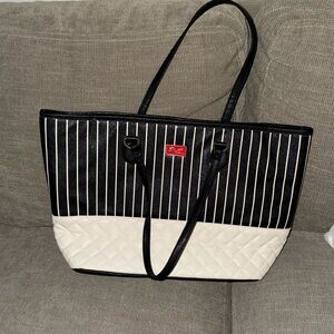 Betsey Johnson Black and White Striped Tote Bag